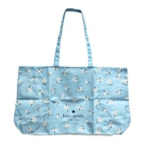 KATE SPADE Orange Blossom Canvas Tote White/Green/Yellow Floral in Light Blue